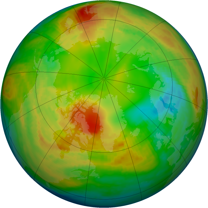 Arctic ozone map for 08 February 1992
